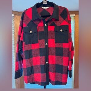 Haptics Lightweight Buffalo Plaid Button Down Shacket w/pockets~NEVER WORN~NWOT